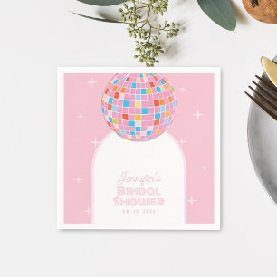 Serviette En Papier Boule disco rose rétro moderne pour enterrement de
