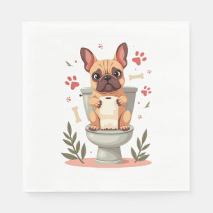 Serviette En Papier Bouledogue français en colère vintage tenant du pa