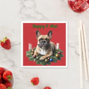 Serviette En Papier Bouledogue français Noël French Bulldog