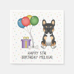 Serviette En Papier Bouledogue Français Tricolore Noir Anniversaire de