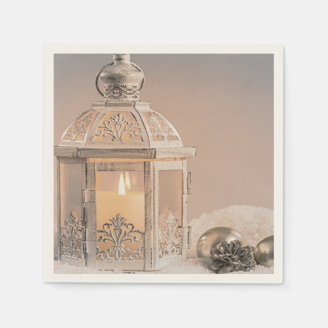 Serviette En Papier Boules de Noël élégantes,Lanterne (Devant)