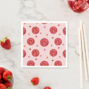Serviette En Papier Boules disco rétro rose violet orange avec des éto
