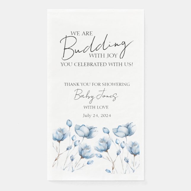 Serviette En Papier Boulet Avec Joy Bleu Bébé Garçon Douche Balise Cad (Devant)