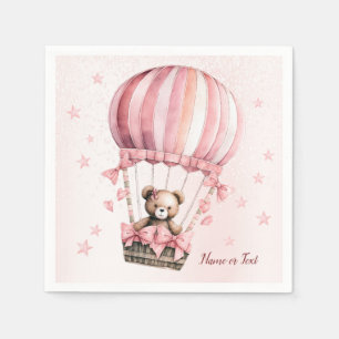 Serviette En Papier Boulon à air chaud de l'ours en peluche rose migno