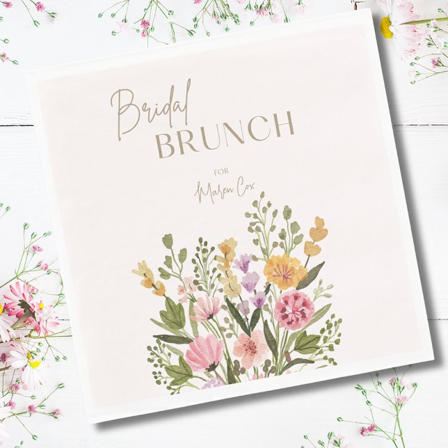 Serviette En Papier Bouquet aquarelle fantaisiste, déjeuner de baby sh (Whimsical Watercolor Bouquet Bridal Shower Brunch Napkins
)