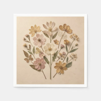 Serviette En Papier Bouquet botanique de fleurs sauvages pressées Vint