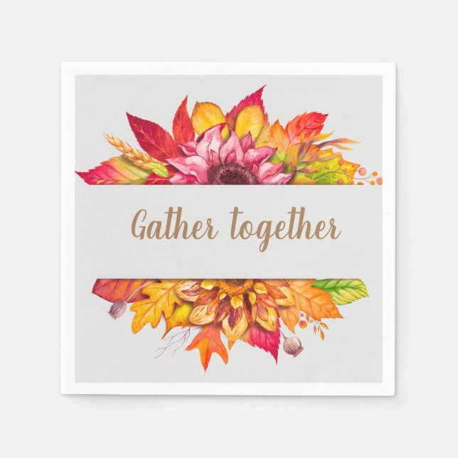 Serviette En Papier Bouquet d'automne Thanksgiving Custom (Devant)