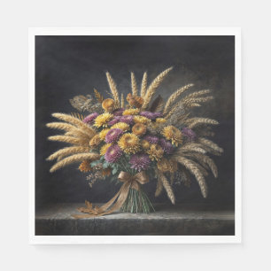 Serviette En Papier Bouquet de blé d'automne et de chrysanthèmes