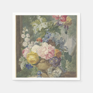 Serviette En Papier Bouquet de fleurs dans un vase avec un nid d'oisea