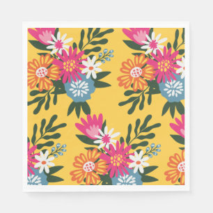 Serviette En Papier Bouquet de fleurs d'été sur or