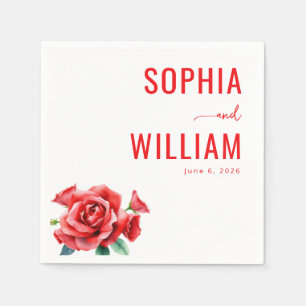 Serviette En Papier Bouquet de fleurs rouges romantiques