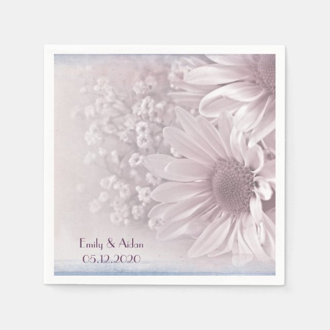 Serviette En Papier bouquet de marguerite rose (Devant)