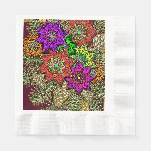 Serviette En Papier Bouquet de Noël (Devant)