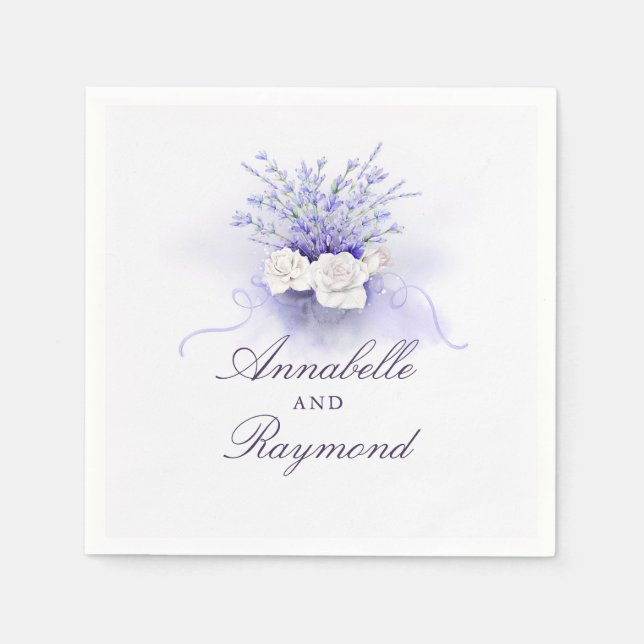 Serviette En Papier Bouquet de prêteurs Aquarelle Mariage élégant (Devant)