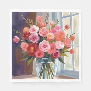 Serviette En Papier Bouquet de rose d'automne aquarelle florale d'auto