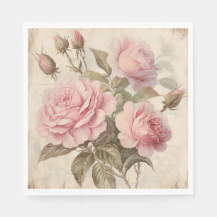 Serviette En Papier Bouquet de rose rustique