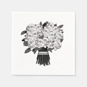 Serviette En Papier Bouquet de roses crâniennes noir et blanc de toute