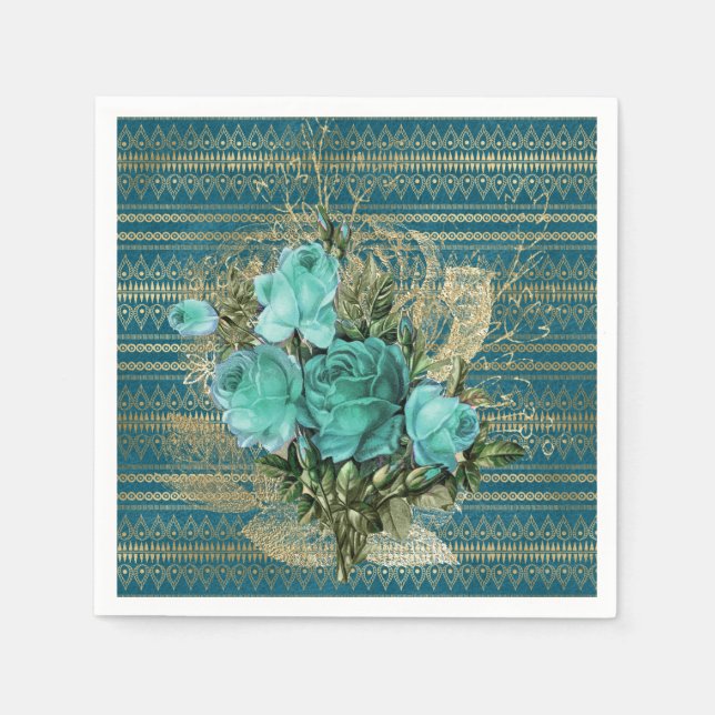 Serviette En Papier Bouquet de Seafoam (Devant)