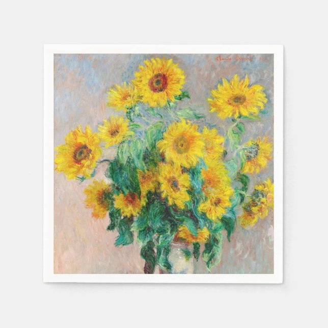 Serviette En Papier Bouquet de tournesols Claude Monet (Devant)