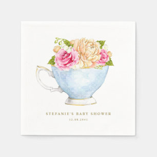 Serviette En Papier Bouquet floral aquarelle dans une tasse de thé pou