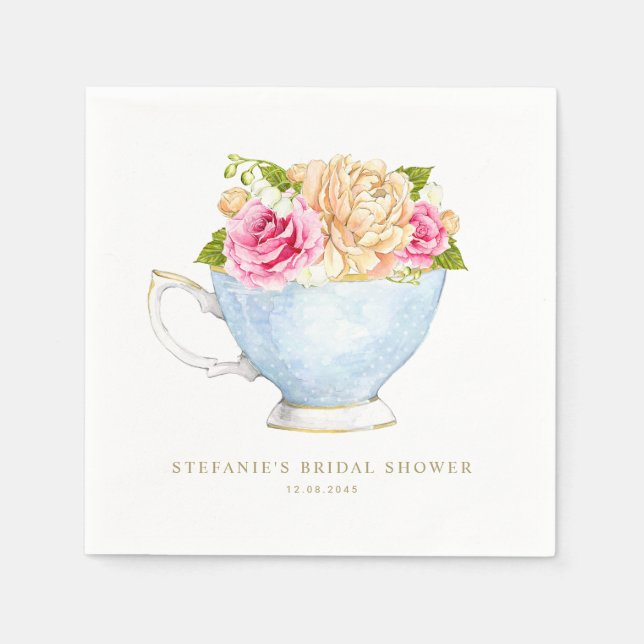 Serviette En Papier Bouquet floral d'aquarelle dans la Fête des mariée (Devant)