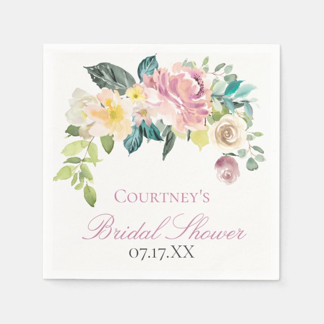 Serviette En Papier Bouquet floral d'été Pastel personnalisé (Devant)