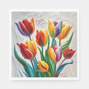 Serviette En Papier Bouquet Imaginaire Rainbow Tulip