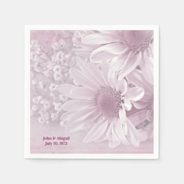Serviette En Papier Bouquet Mariage rose Daisy (Devant)
