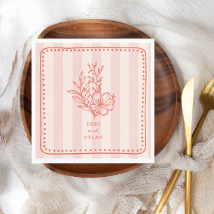 Serviette En Papier Bouquet rose floral Mariage en bande