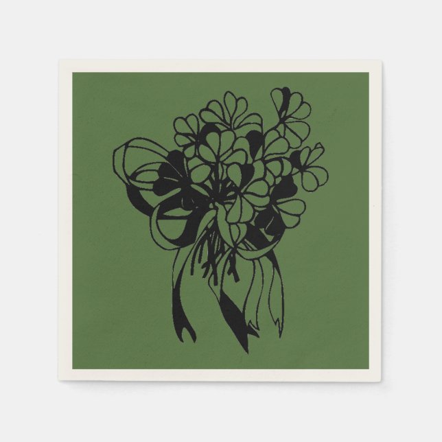Serviette En Papier Bouquet Shamrock de la Saint-Patrick (Devant)