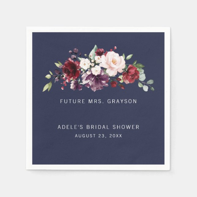 Serviette En Papier Bouquet Vin Blush Future Mme Réception de Mariage  (Devant)