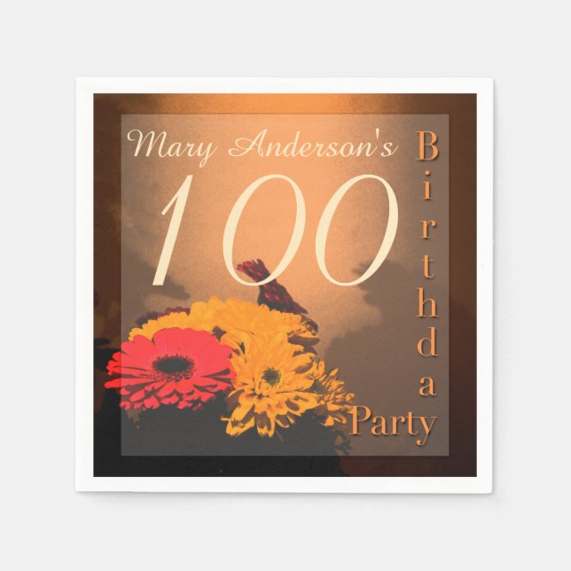 Serviette En Papier Bouquet vintage 100ème Anniversaire papier serviet (Devant)