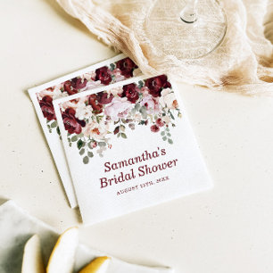Serviette En Papier Bourgogne Fête des mariées aux fleurs rose pâle