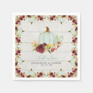 Serviette En Papier Bourgogne Floral Citrouille Bois rustique Chute d'