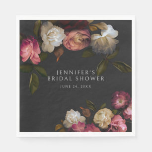 Serviette En Papier Bourgogne foncée et pivoines crème Douche noire