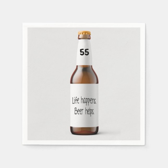 Serviette En Papier bouteille de bière pour la fête du 55e anniversair (Devant)