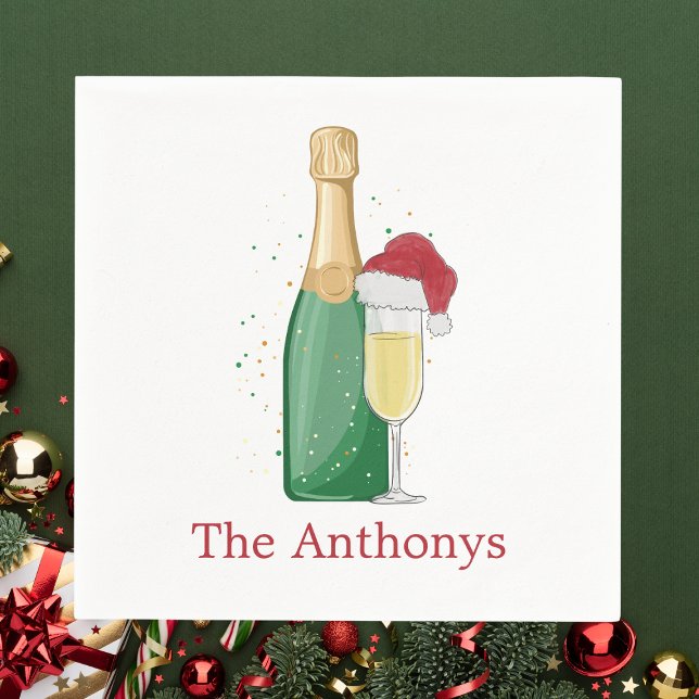 Serviette En Papier Bouteille de champagne de Noël et Flute de chapeau (Créateur téléchargé)
