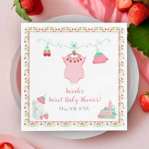 Serviette En Papier Bouteille De Fraise Avec Baby shower Motif