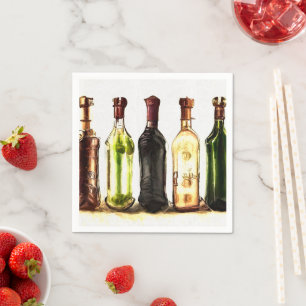 Serviette En Papier Bouteilles de vin peint serviettes