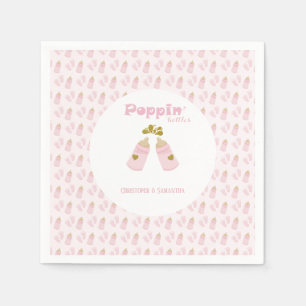 Serviette En Papier Bouteilles Pink Baby shower fille