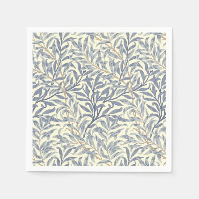Serviette En Papier Bouton bleu saule (par William Morris) (Devant)