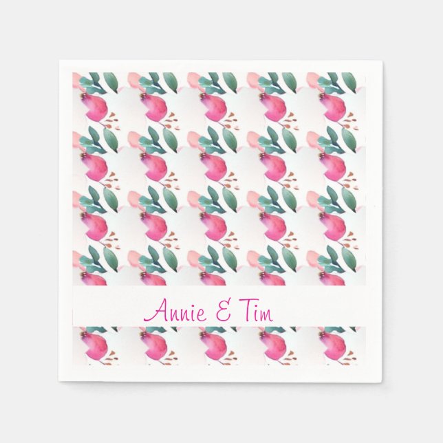 Serviette En Papier Bouton rose doux (Devant)