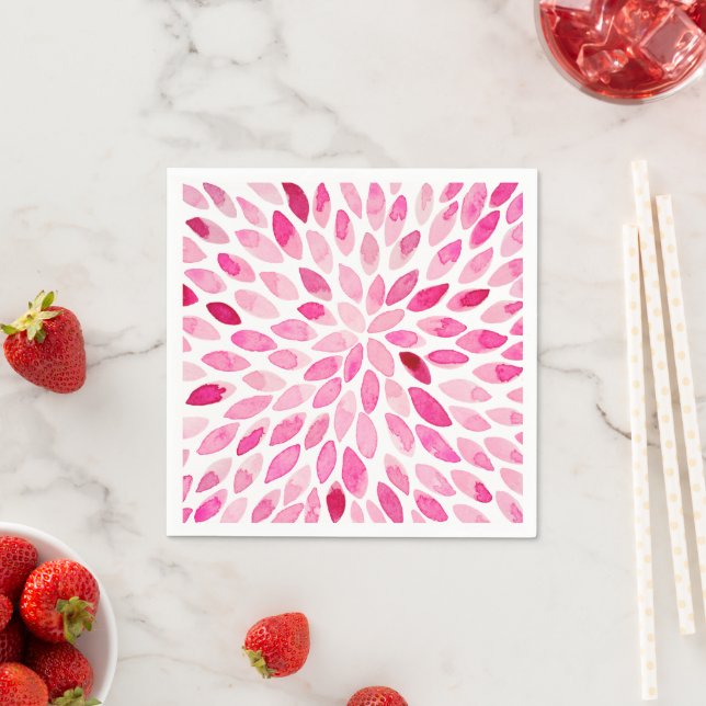 Serviette En Papier Boutons de brosse couleur aquarelle - palette rose (En situation)