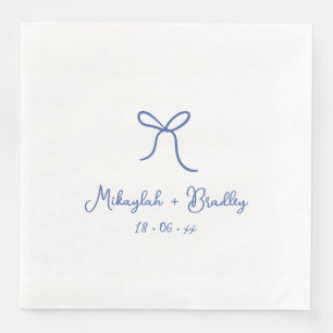 Serviette En Papier Bow blanc et bleu Whimsical Mariage personnalisé