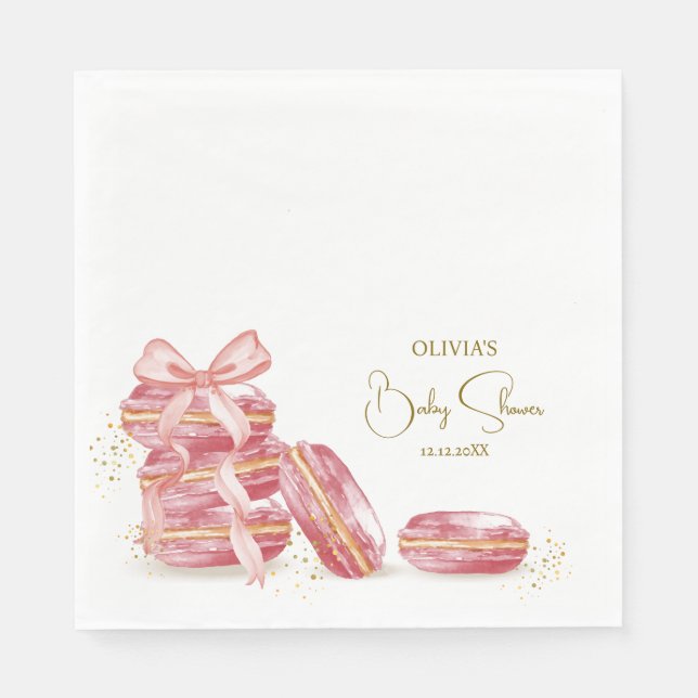 Serviette En Papier Bow Bonjour Bébé French Macarons Baby shower (Devant)