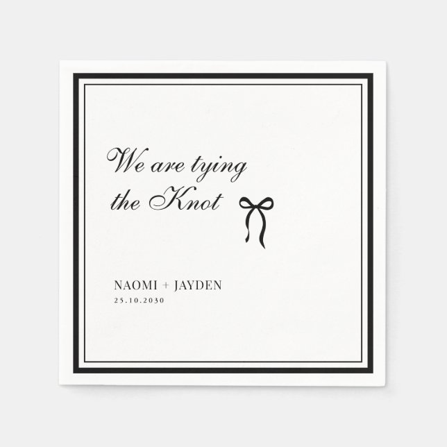 Serviette En Papier Bow Classic Old Money Black & White Wedding (Devant)