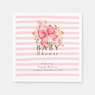 Serviette En Papier Bow rose baby shower d'aquarelle florale