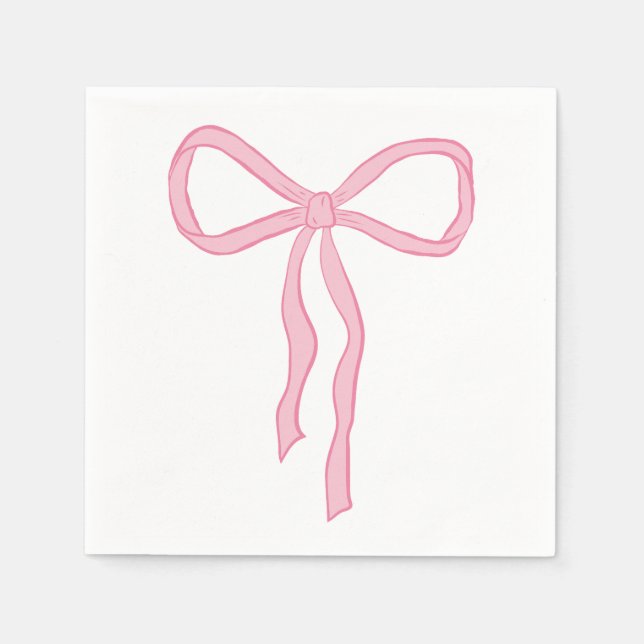 Serviette En Papier Bow rose, Ruban rose (Devant)