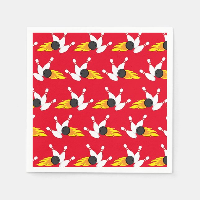 Serviette En Papier Bowling Anniversaire de enfant Party Cute Sports (Devant)