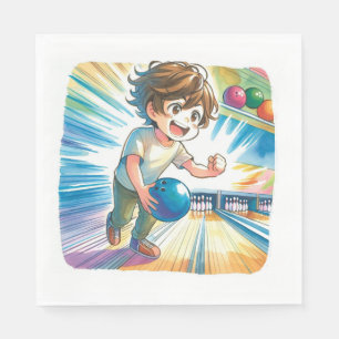 Serviette En Papier Bowling Party Boy's Anime Birthday